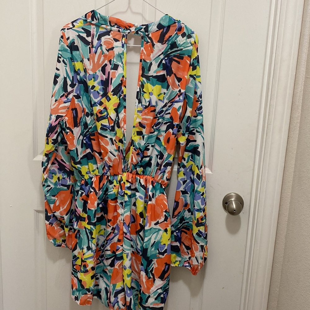 Floral print short romper - Picture 3 of 5